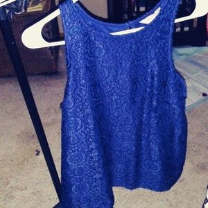 Lacy dark blue sleeveless top